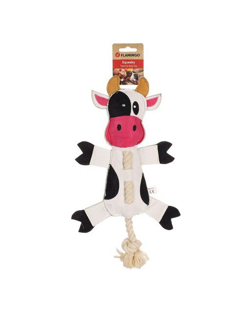Juguete Flamingo para perros Vaca Charda con cuerda Blanco / Negro-2