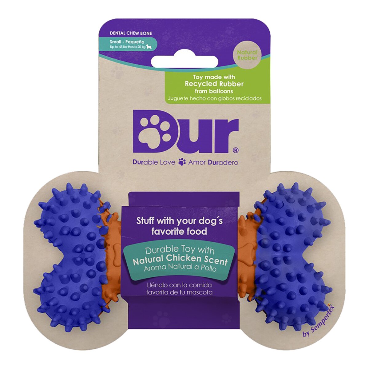 Dur – Hueso azul y naranja Dur para perros Pequeños y Medianos. Talla Única