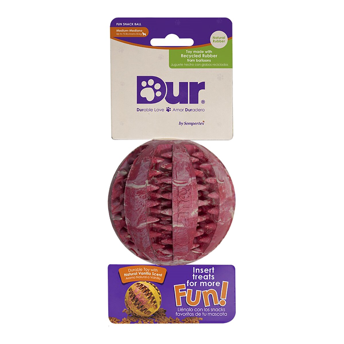 Dur – Pelota roja y blanca Dur para perros Medianos y Grandes. Rojo Talla Única