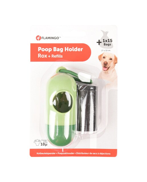 Dispensador de bolsas Flamingo para excrementos de perros Verde-2