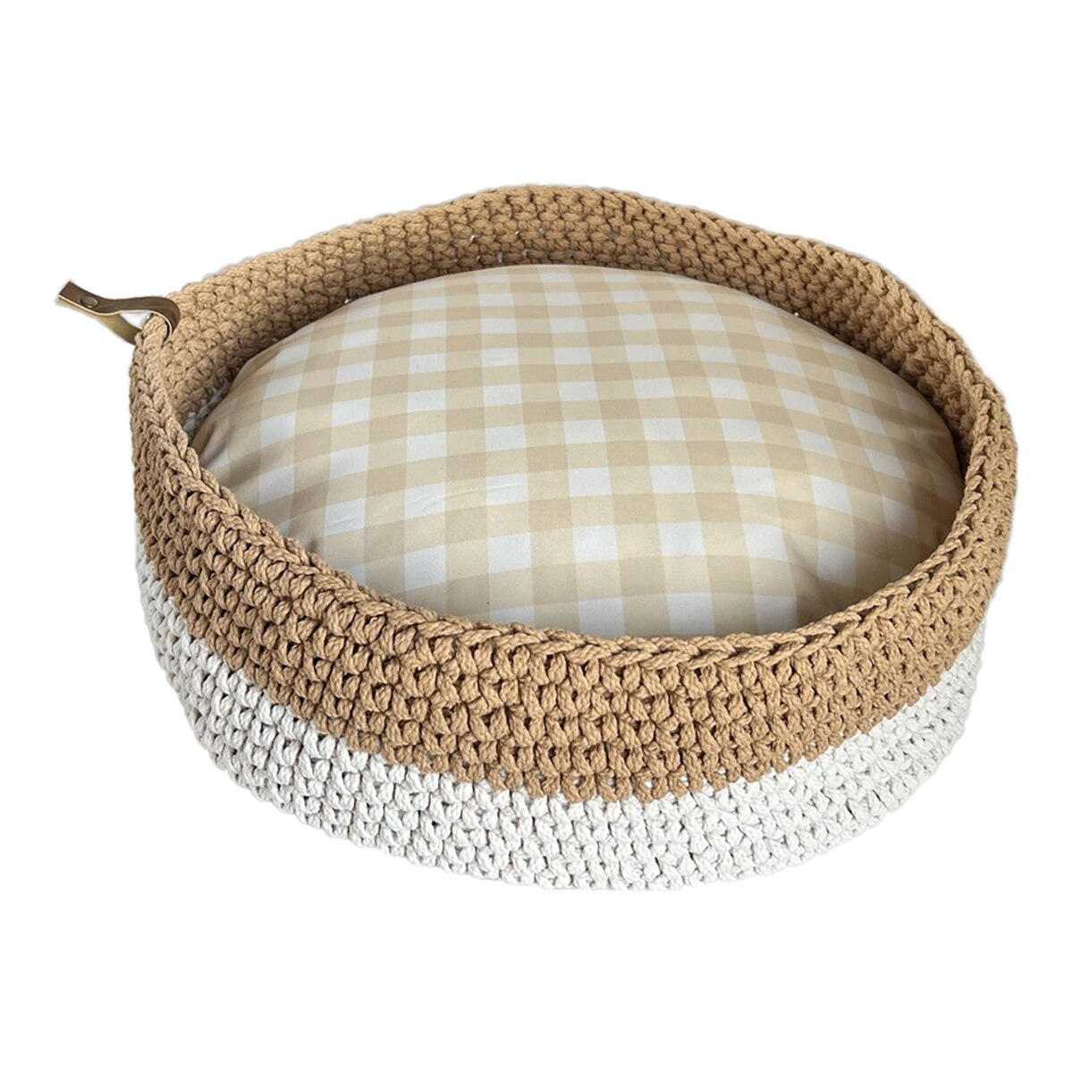 Fred & Rita – Cama Fred & Rita para perros y gatos crochet giney beige Vichy 45 cm.