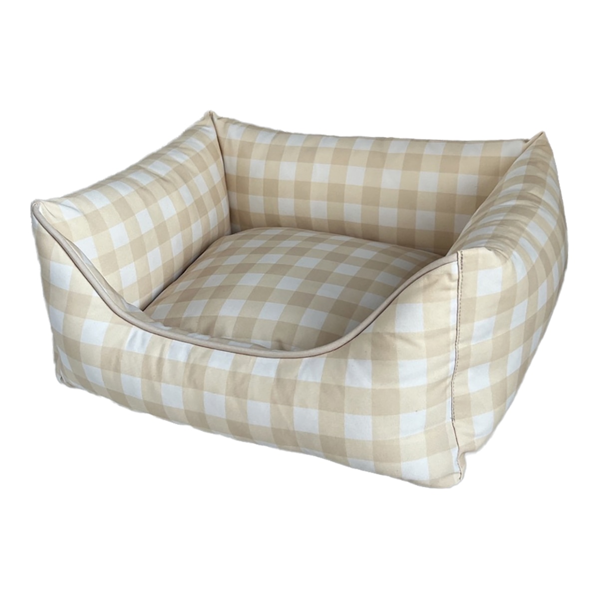 Fred & Rita – Cama Fred & Rita para perros y gatos giney beige Vichy 61 cm. Talla Única