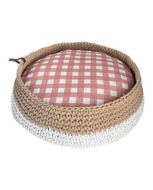 Fred & Rita - Cama Fred & Rita para perros y gatos crochet giney beige Vichy 45 cm