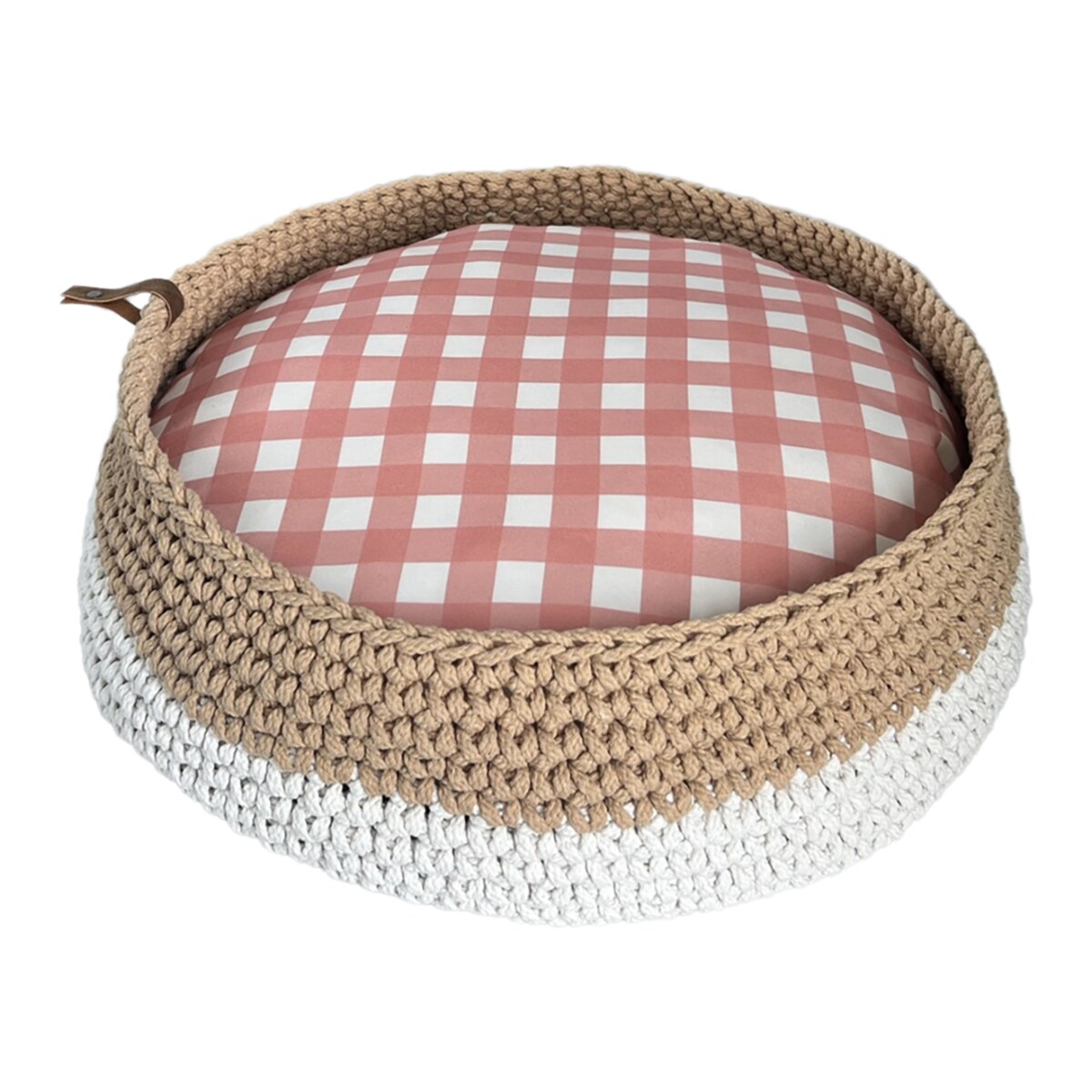Cama Fred Rita para perros y gatos crochet giney beige Vichy 45 - Main Image