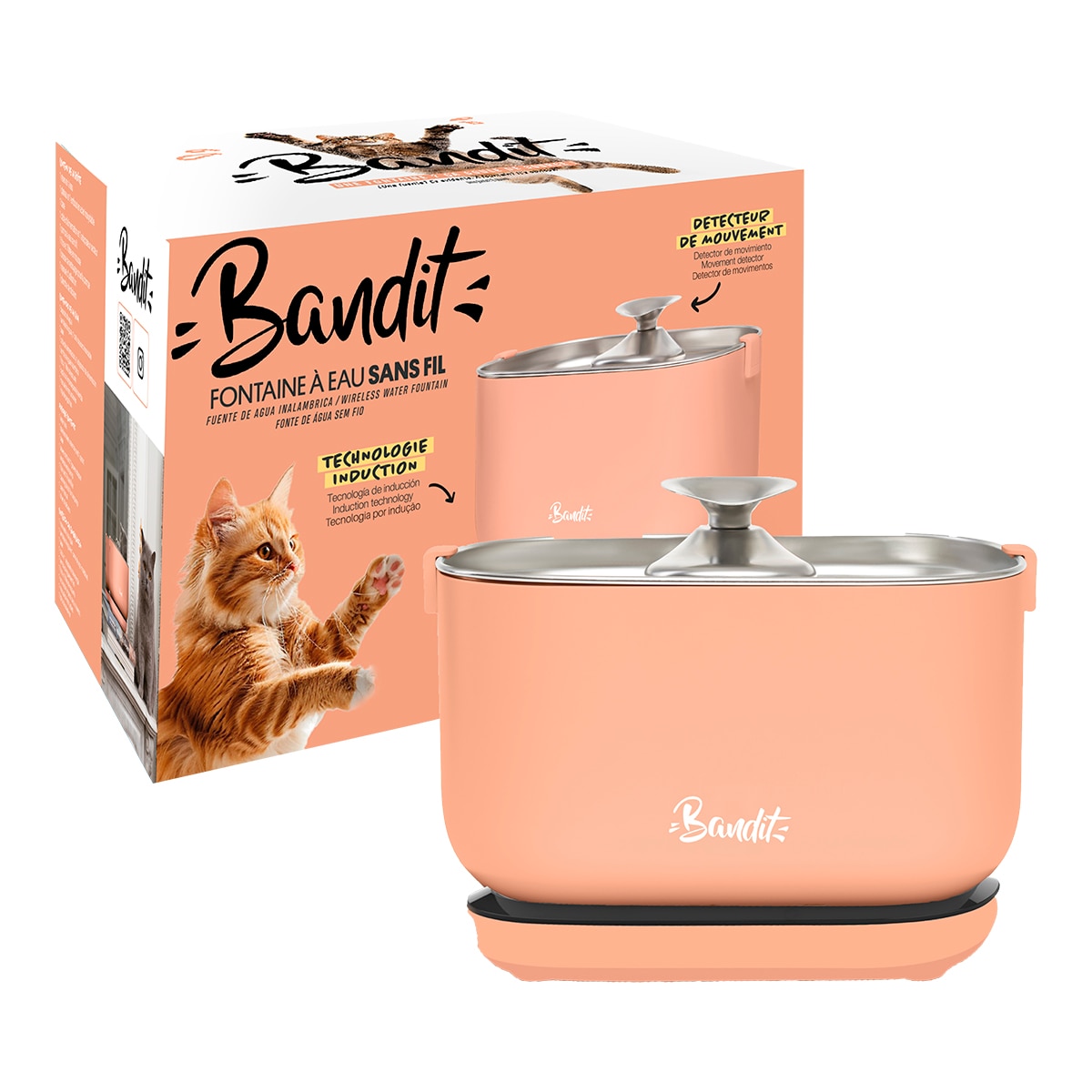 Imagen 0 de Fuente de agua eléctrica inalámbrica para gatos y perros pequeños Bandit