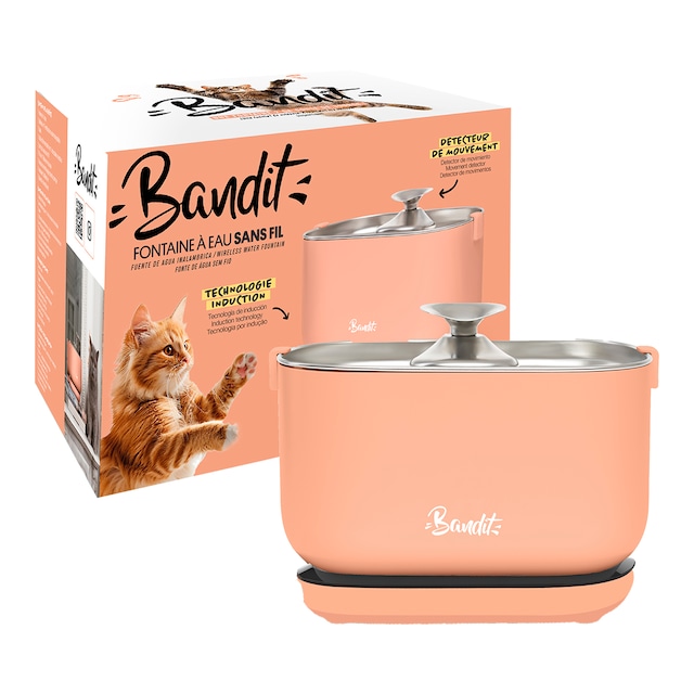 Fuente de agua eléctrica inalámbrica para gatos y perros pequeños Bandit