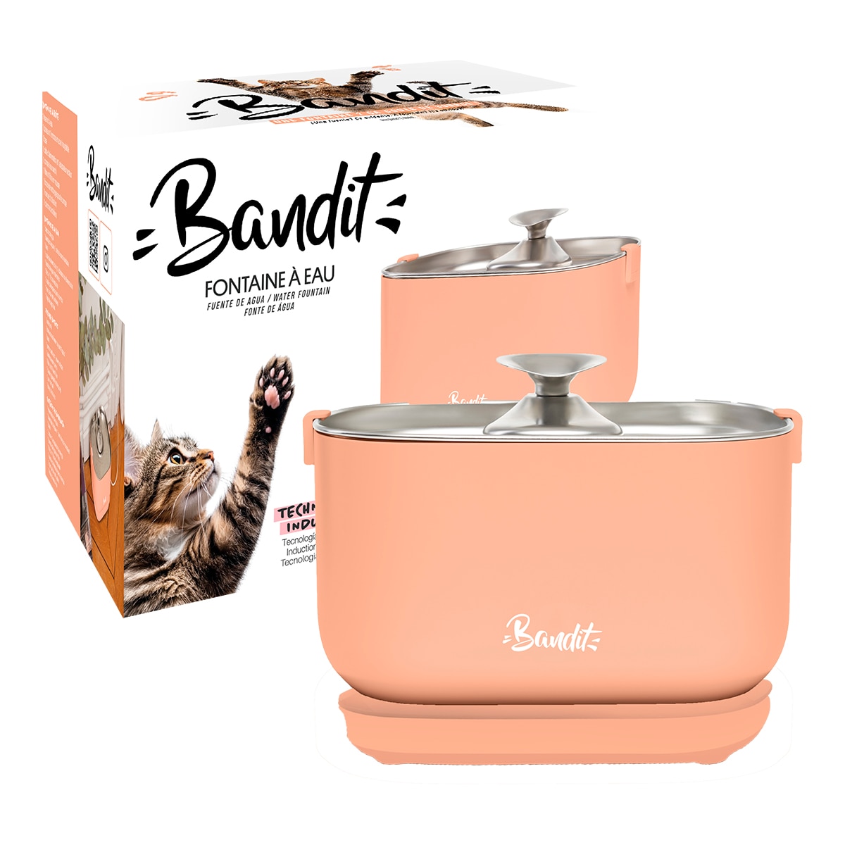 Imagen 0 de Fuente de agua eléctrica con cable para gatos y perros pequeños Bandit