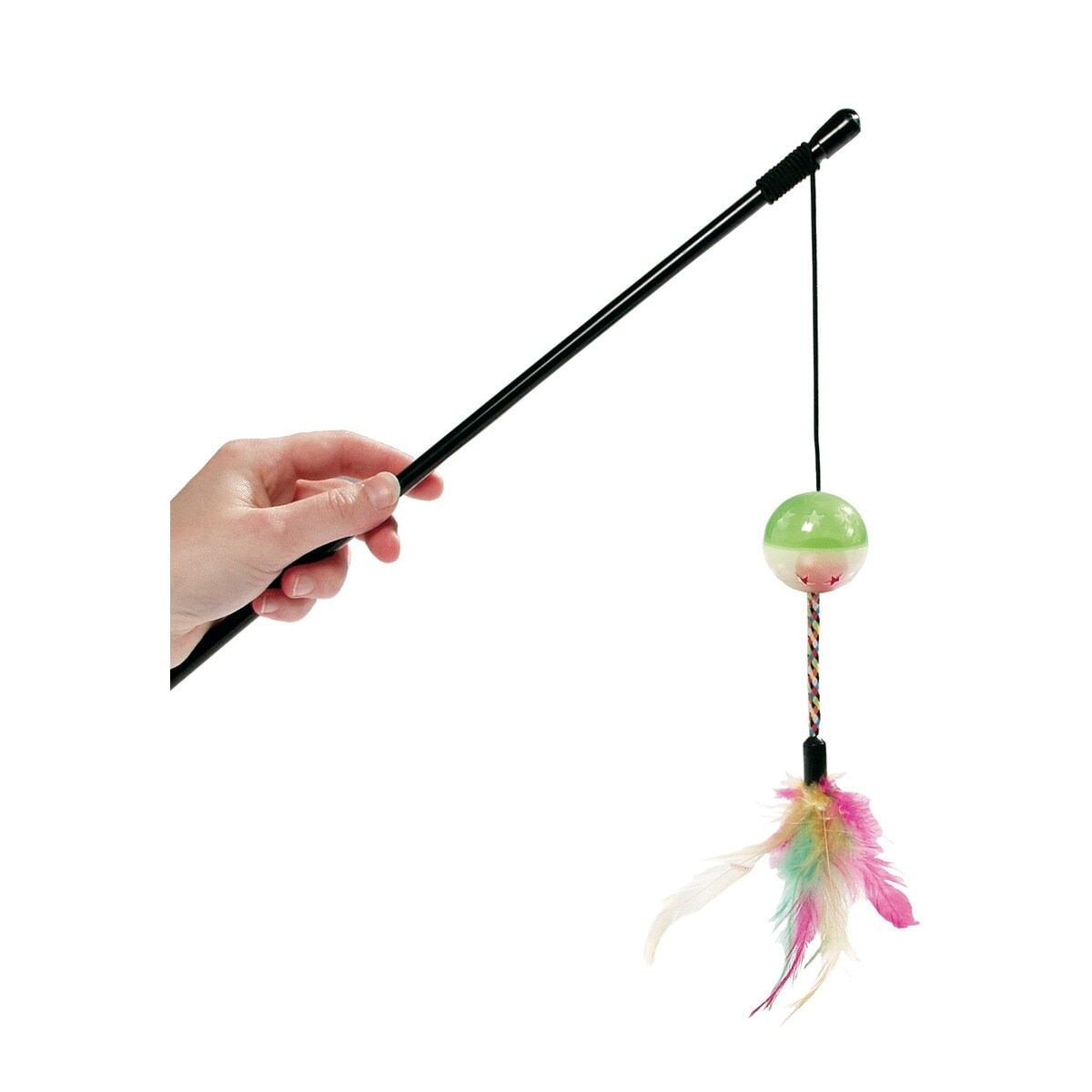 Karlie - Juguete Karlie para gatos caña pelota, cascabel y plumas.