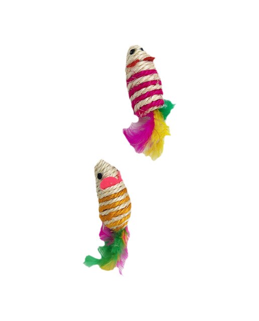 Imagen 0 de Juguete Fred & Rita para gatos ratones sisal con plumas