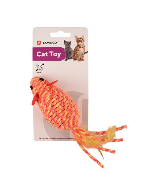 Juguete Flamingo para gatos Ratón Bibi Naranja-2