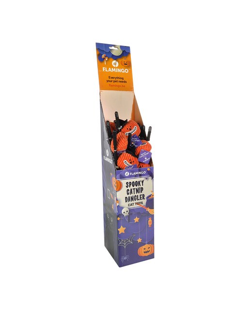 Juguete Flamingo para gatos caña Pumpo con calabaza Halloween Naranja-2
