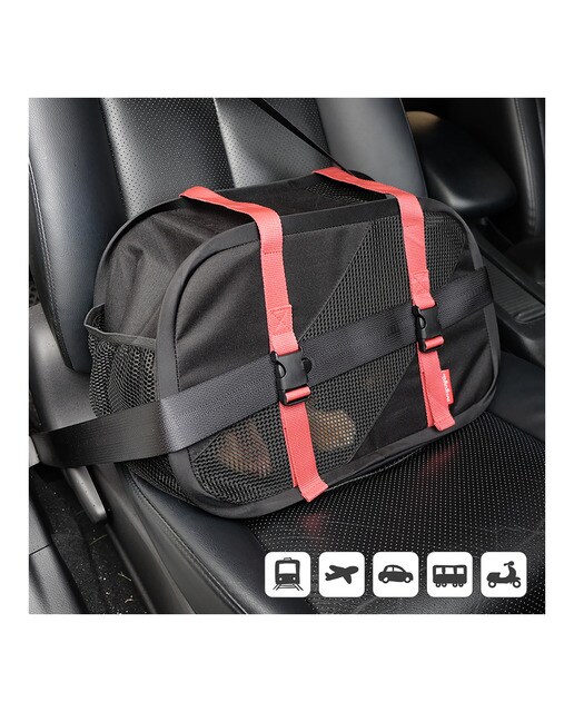 Imagen 5 de Bolso transportín Ibiyaya para perros y gatos plegable Negro / Rojo
