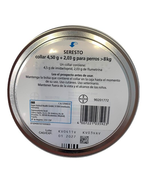 Seresto 4,50 g + 2,03 g collar medicamentoso para perros de más de 8 kg. 2