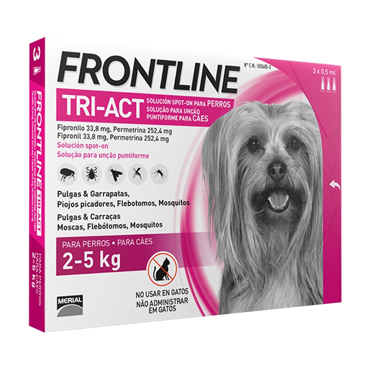 WT Pre-cut Rosé Scripts PET Frontline Tri-Act 33,8 mg / 252,4 mg solución spot-on para perros