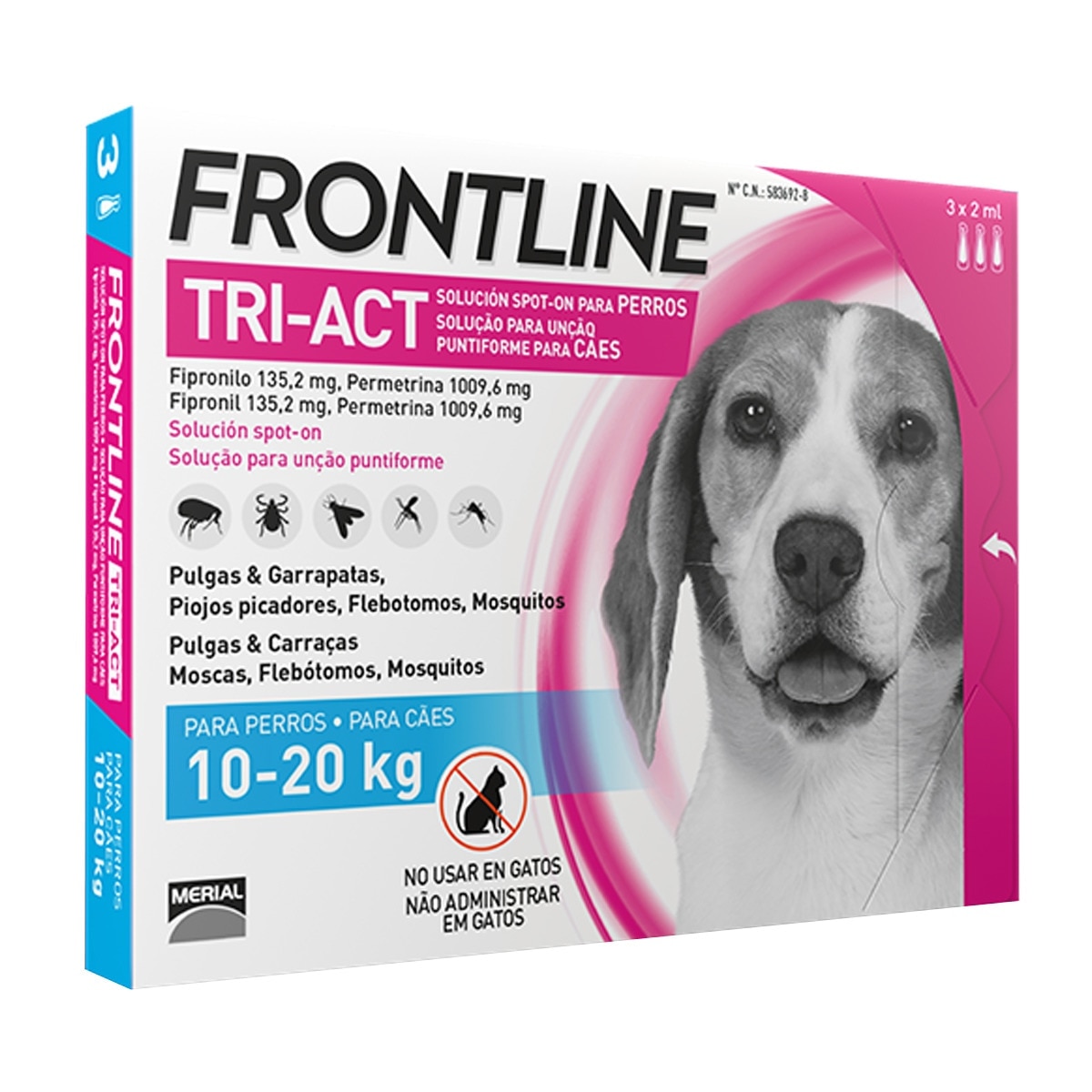 Frontline Tri-Act - Frontline Tri-Act 135,2 mg - 1 009,6 mg solución spot-on para perros 10-20 kg