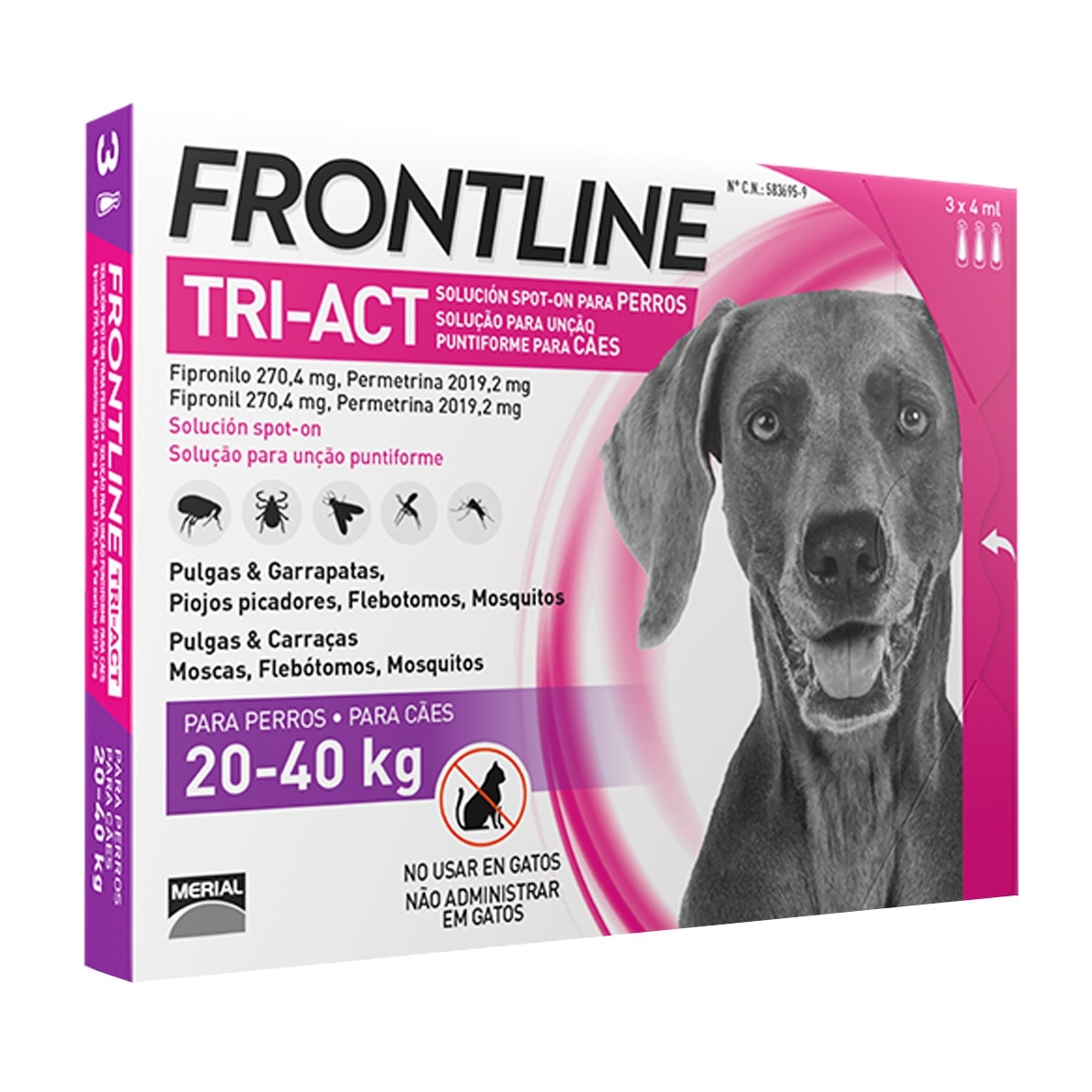 Frontline Tri-Act - Frontline Tri-Act 270,4 mg - 2 019,2 mg solución spot-on para perros 20-40 kg