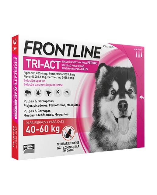 Frontline Tri-Act - Frontline Tri-Act 405,6 mg - 3 028,8 mg solución spot-on para perros 40-60 kg