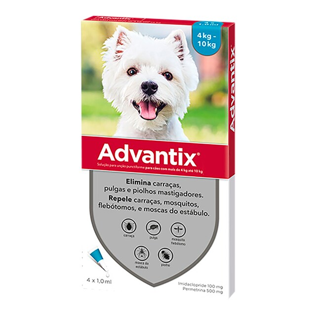 Advantix 100 mg + 500 mg solución spot-on para perros (> 4 kg <10 kg)