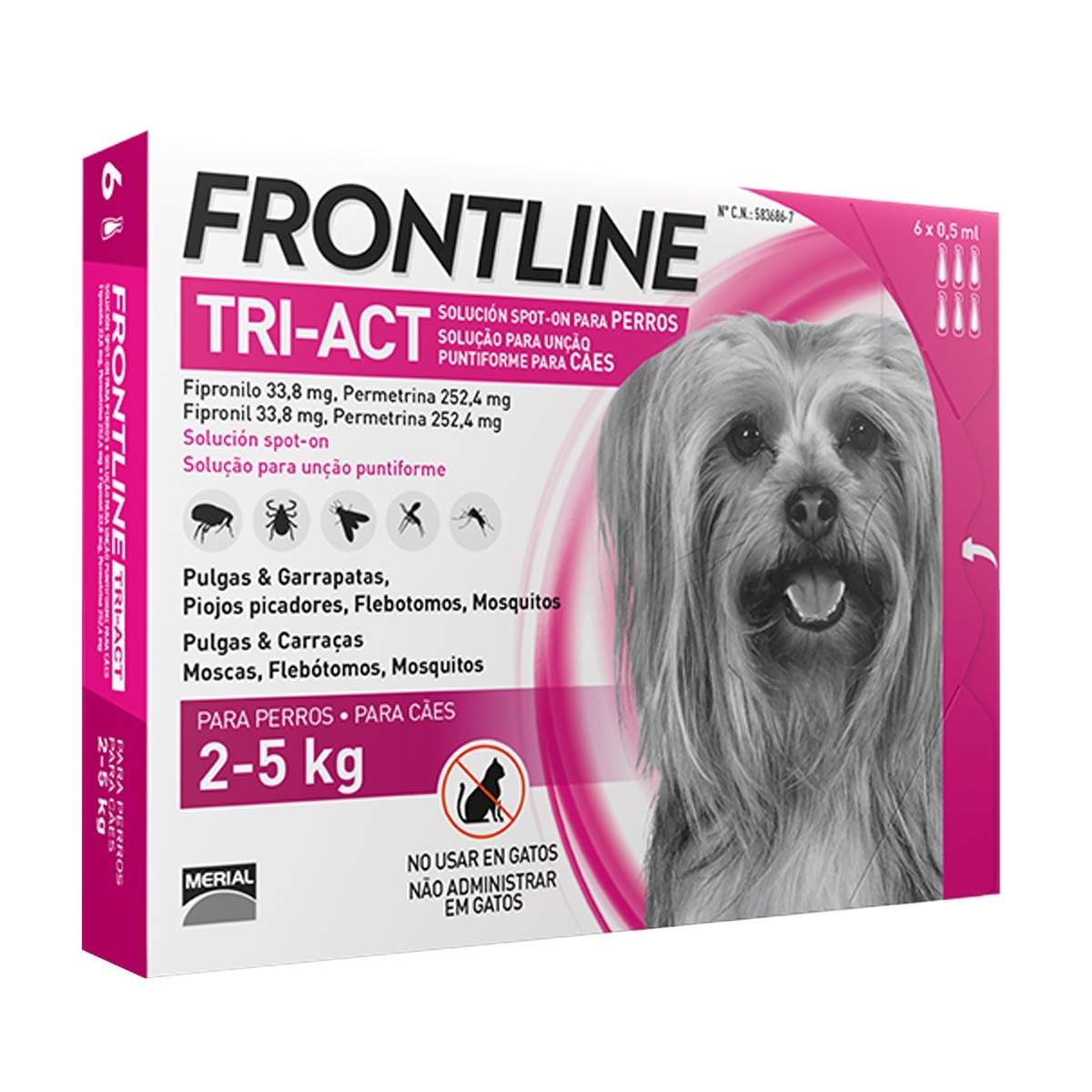 Frontline Tri-Act - Frontline Tri-Act 33,8 mg - 252,4 mg solución spot-on para perros 2-5 kg