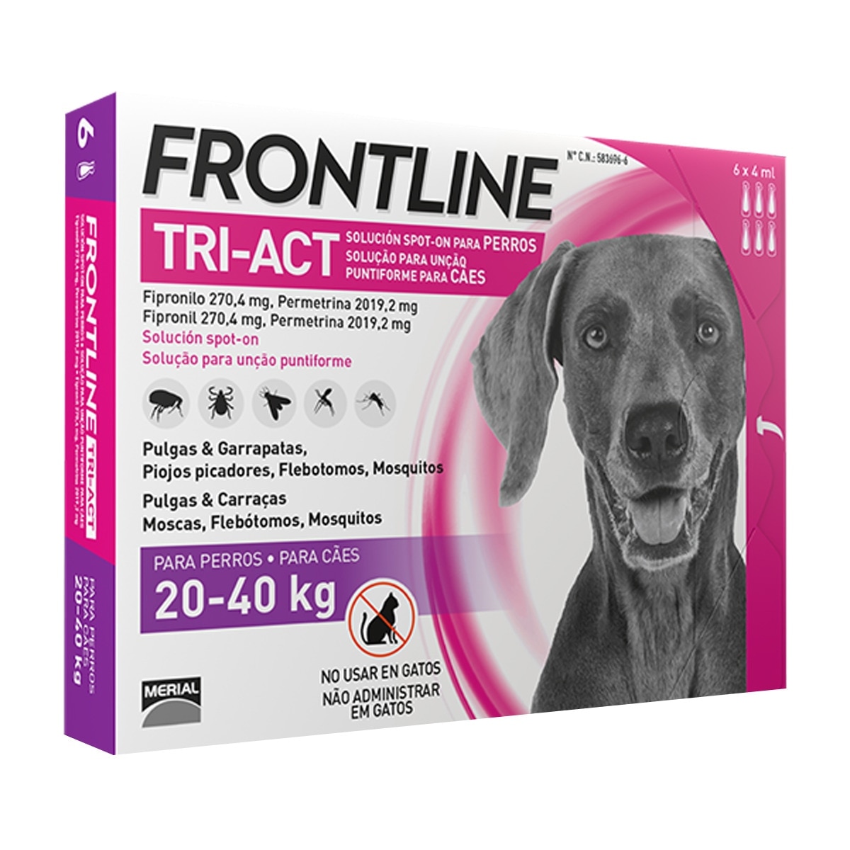 Frontline Tri-Act - Frontline Tri-Act 270,4 mg - 2 019,2 mg solución spot-on para perros 20-40 kg