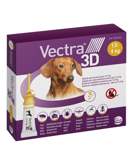 Vectra - Vectra 3D 44 mg dinotefuran, 3.9 mg pyriproxyfen, 317 mg permethrin - Spot-on solution