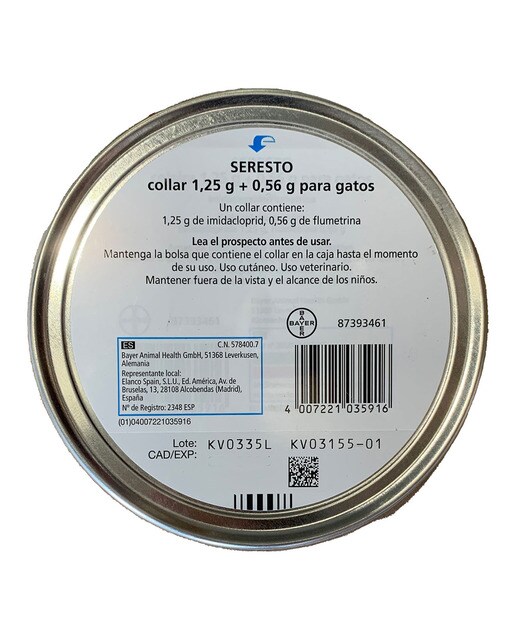 Seresto 1,25 g + 0,56 g collar medicamentoso para gatos 2