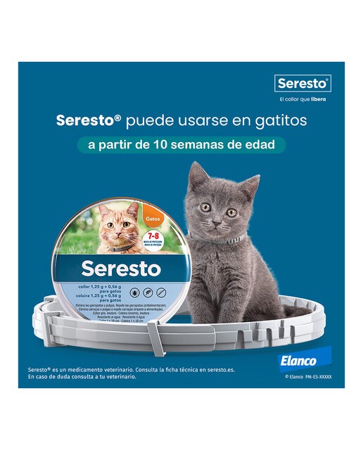 Seresto 1,25 g + 0,56 g collar medicamentoso para gatos 12