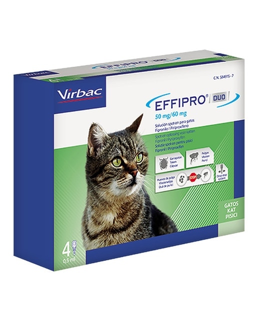 Virbac - Effipro duo 50 mg-60 mg solución spot-on para gatos