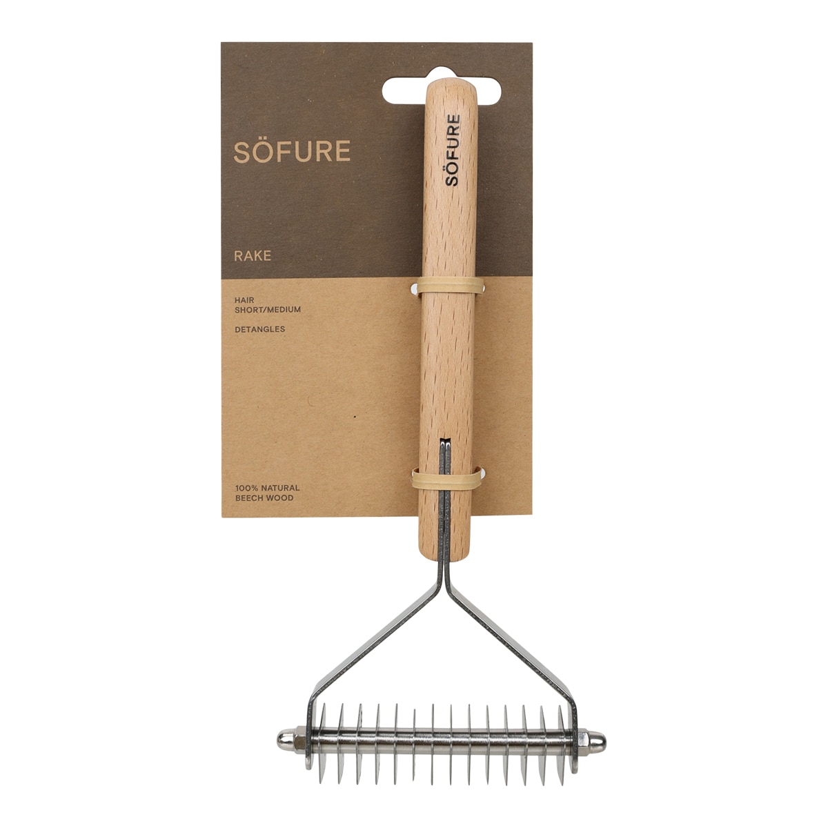 SOFURE – Peine rastrillo Sofure para perros y gatos madera. Talla 18,5 x 8,4 x 2,2 cm