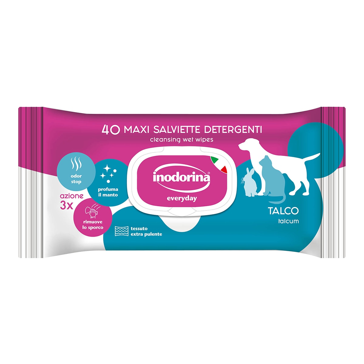 Inodorina - Toallitas Inodorina para perros y gatos Refresh Talco.