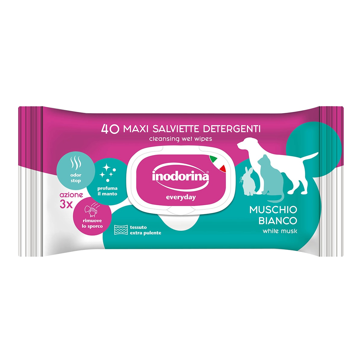 Imagen 0 de Toallitas Inodorina para perros y gatos Refresh Musgo Blanco