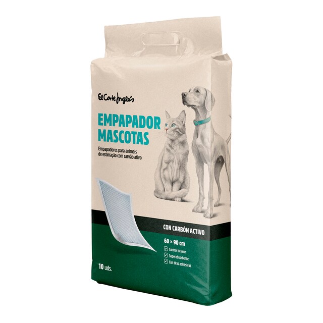 El Corte Inglés empapadores para perros con carbón activo 60x90 cm envase 10 unidades