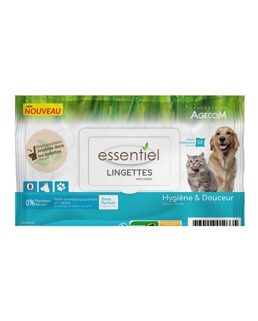 Essentiel - Toallitas Essentiel para perros y gatos sin perfume 50 uds