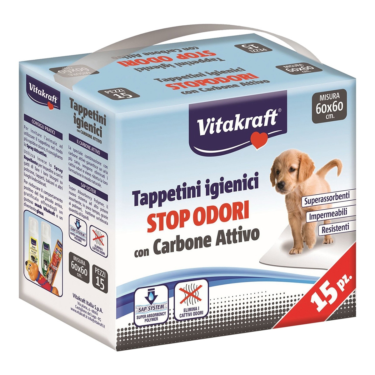 Vitakraft - Empapadores Vitakraft para perros carbón activo 15 uds