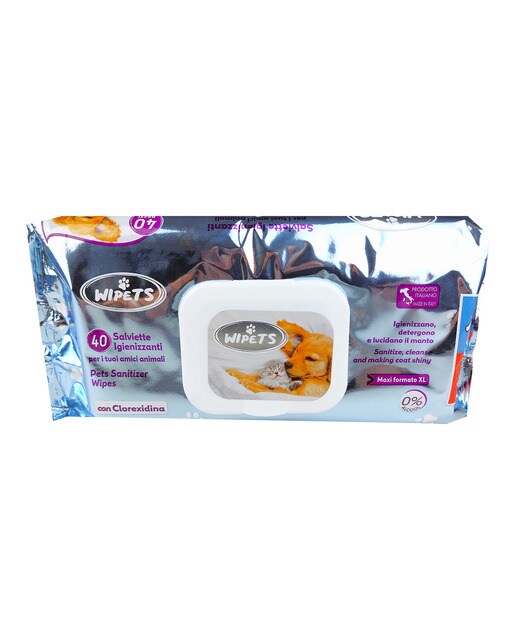 Wipets - Toallitas húmedas Wipets para perros y gatos con clorexidina 40 uds