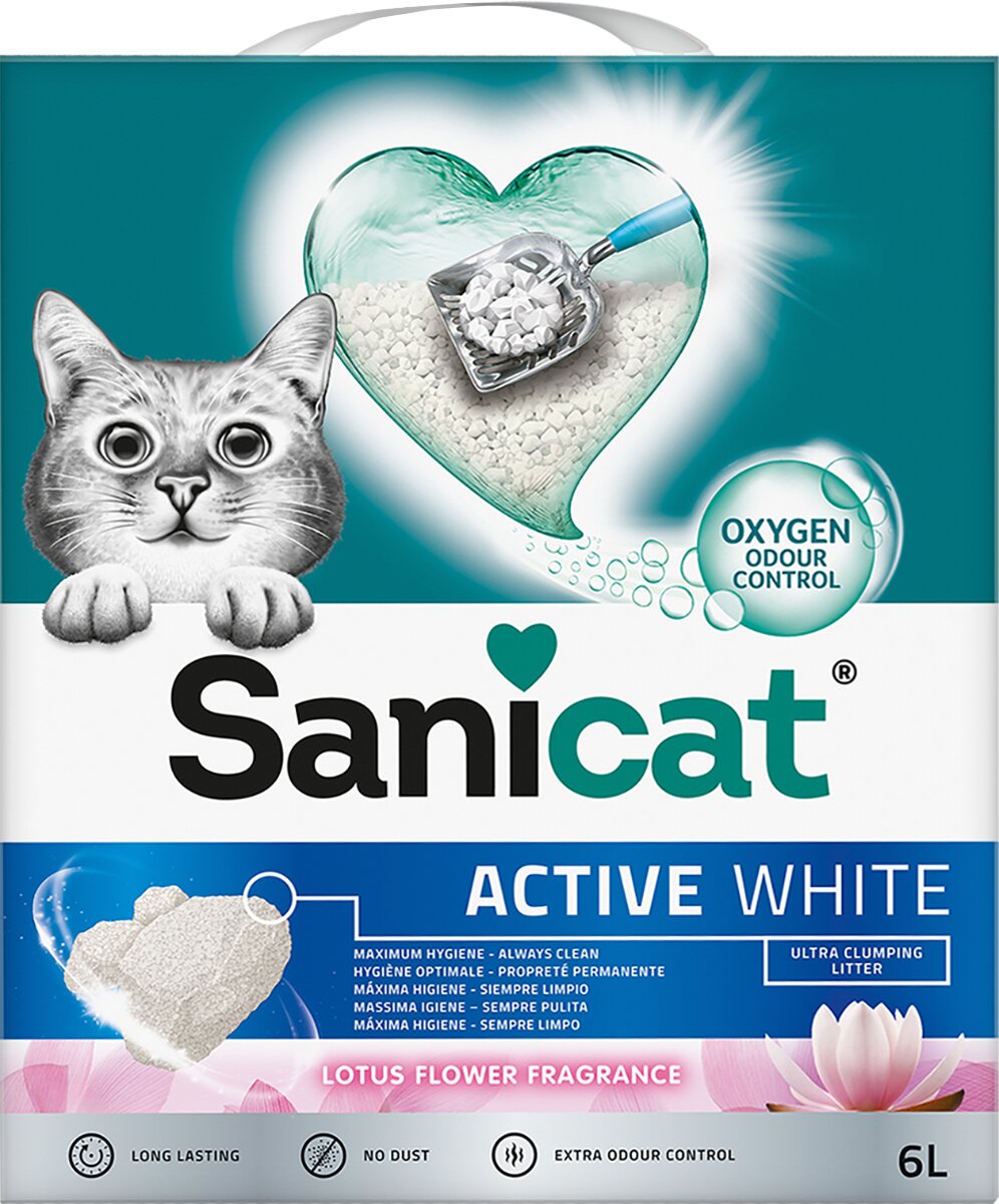 Imagen 0 de Arena aglomerante Sanicat Active White Flor de Loto para gatos 6 L