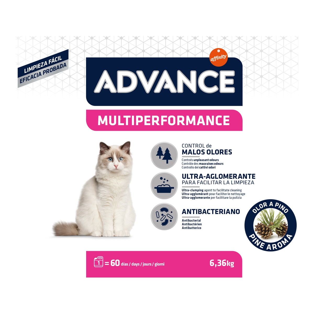 Arena aglomerante Advance Multiperformance para gatos 6,36 Kg 3