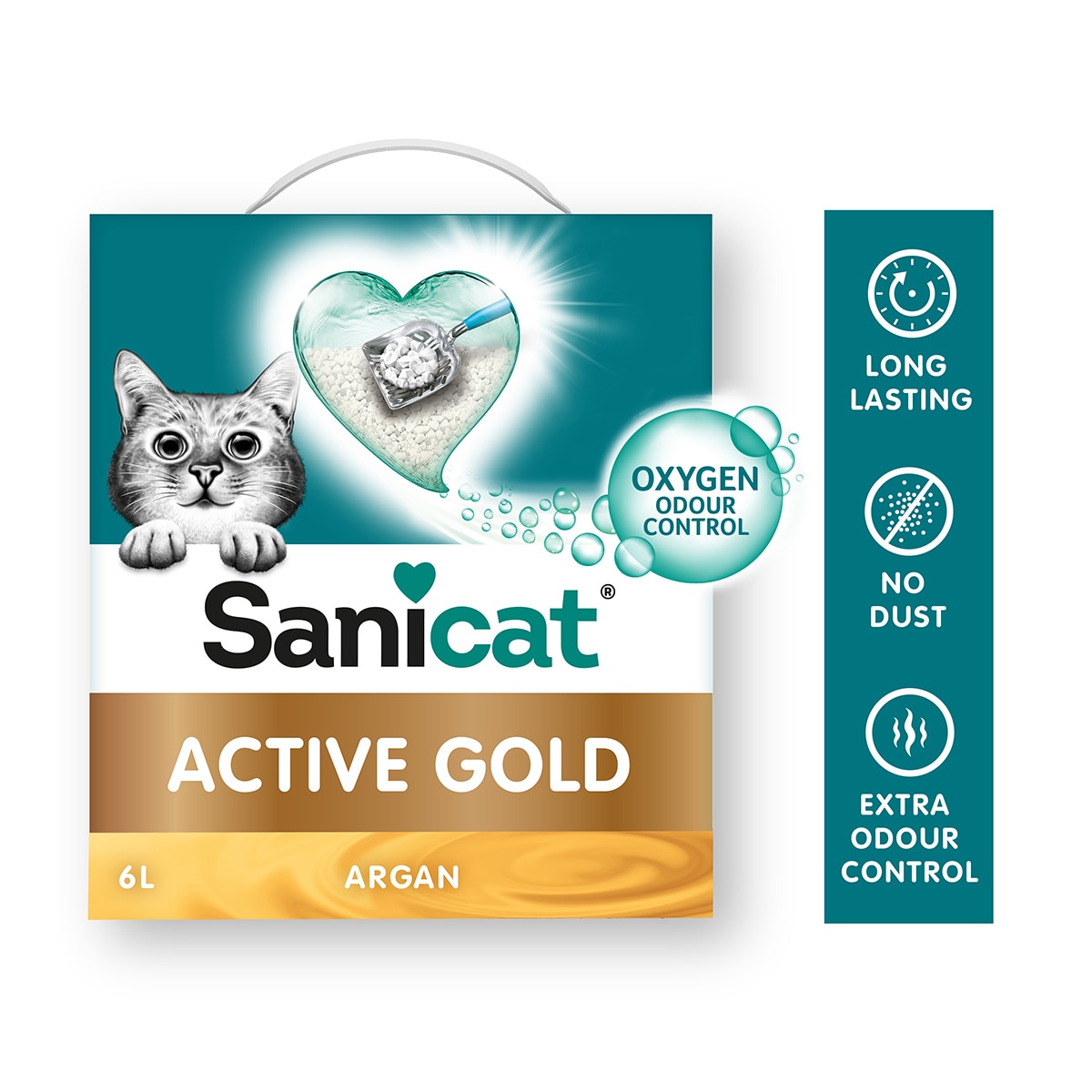 Arena aglomerante Sanicat para gatos Active Gold 6 L 5