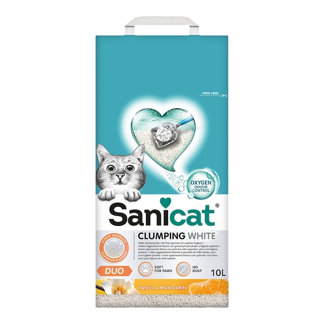 Arena Sanicat para gatos clumping white 10 L