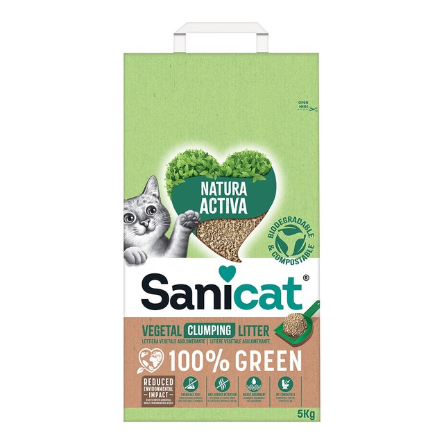 Arena aglomerante Sanicat para gatos Natura Activa 100% Green 5 kg