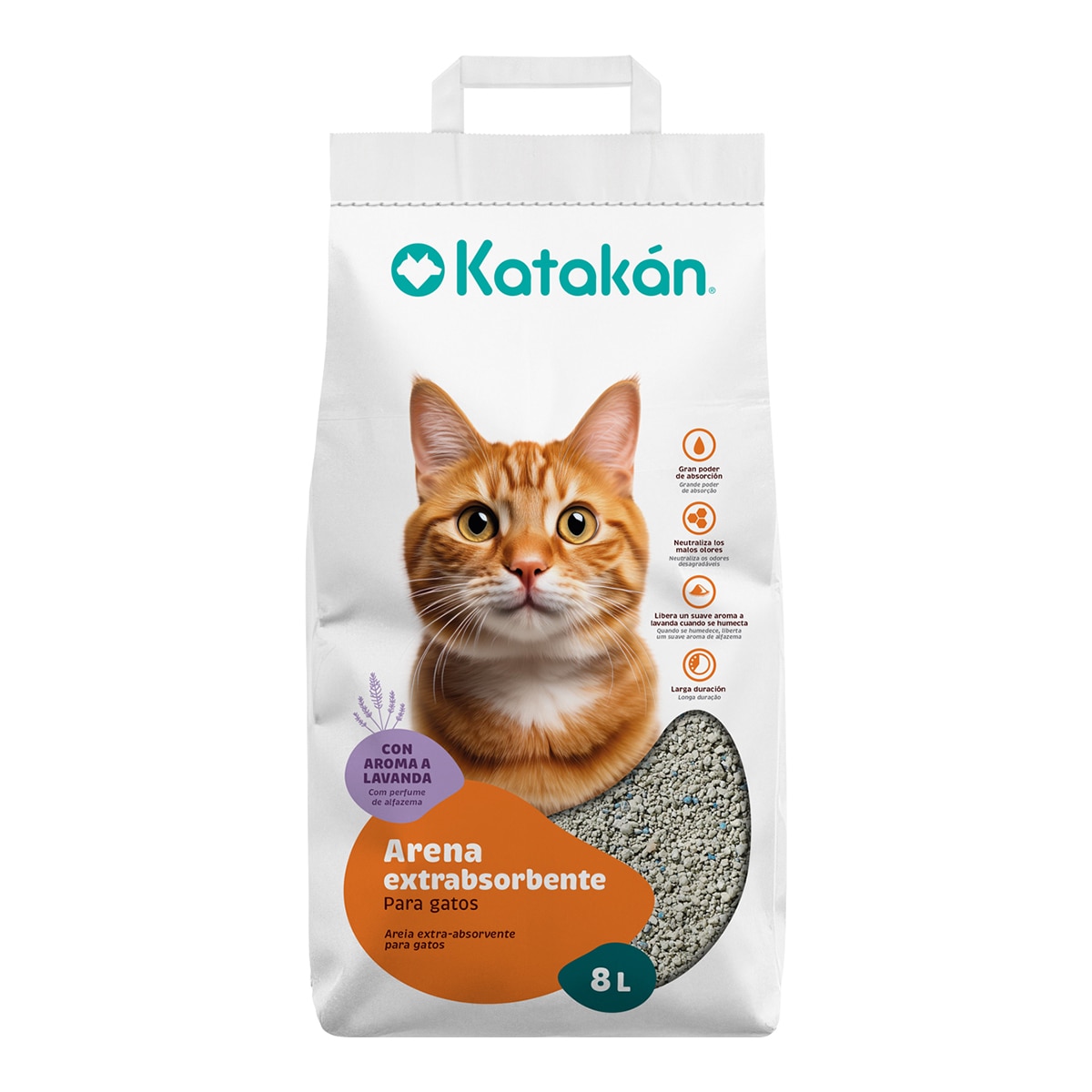 Katakán - Arena absorbente Katakan para gatos Antibacterias Lavanda 8 L