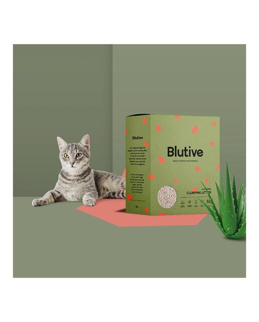 Lecho ultra aglomerante Blutive para gatos aroma Aloe Vera 6 L 6