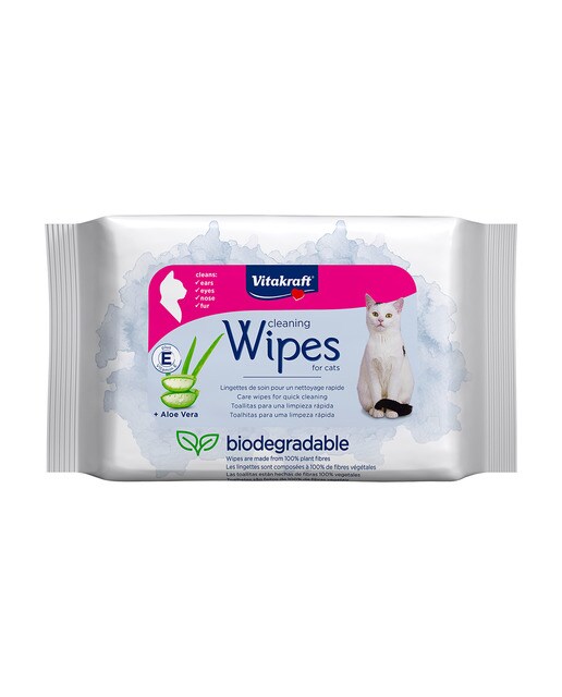 Vitakraft - Toallitas higiénicas Vitakraft para gatos con Aloe Vera 20 uds