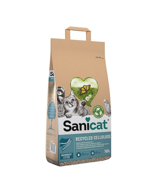 Lecho ecológico Sanicat Clean & Green para roedores, gatos y pájaros 10 L