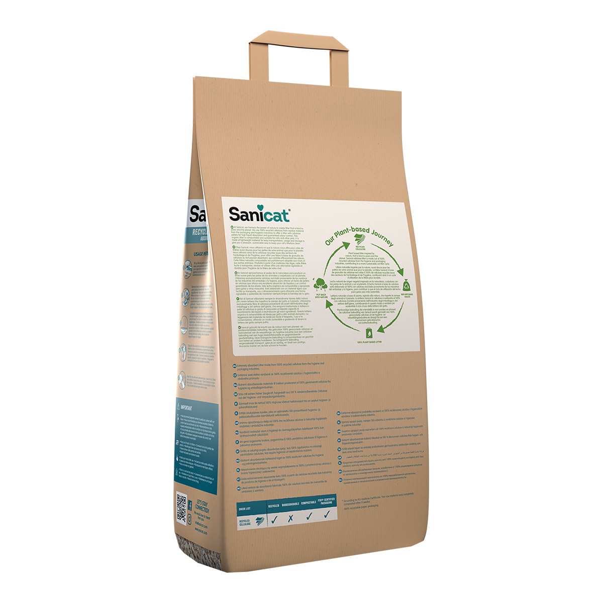 Lecho ecológico Sanicat Clean & Green para roedores, gatos y pájaros 10 L 2
