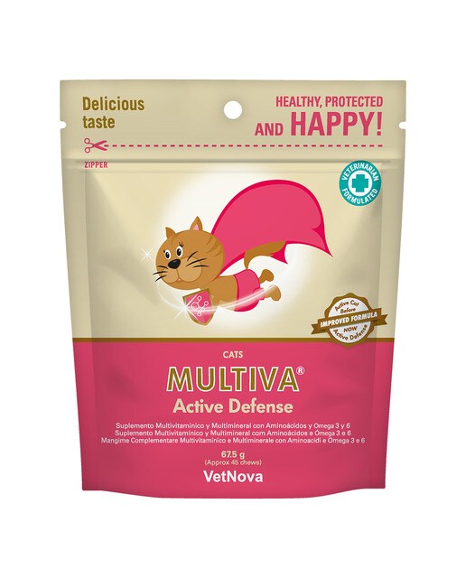Multiva - Multivitamínico para gatos Vetnova Multiva Active Defense Cat 45 chews