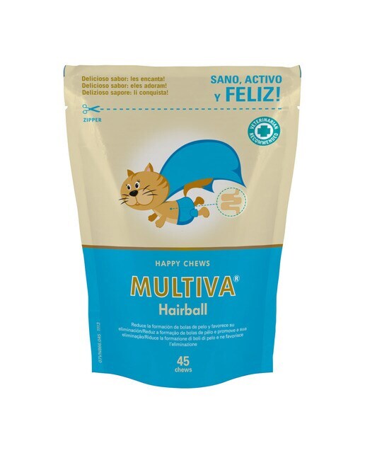 Alimento complementario dermatológico y laxante para gatos Vetnova Multiva Hairball 45 chews