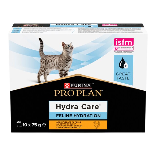 Suplemento alimenticio para gatos adultos Purina Pro Plan Hydra Care pollo 10 sobres
