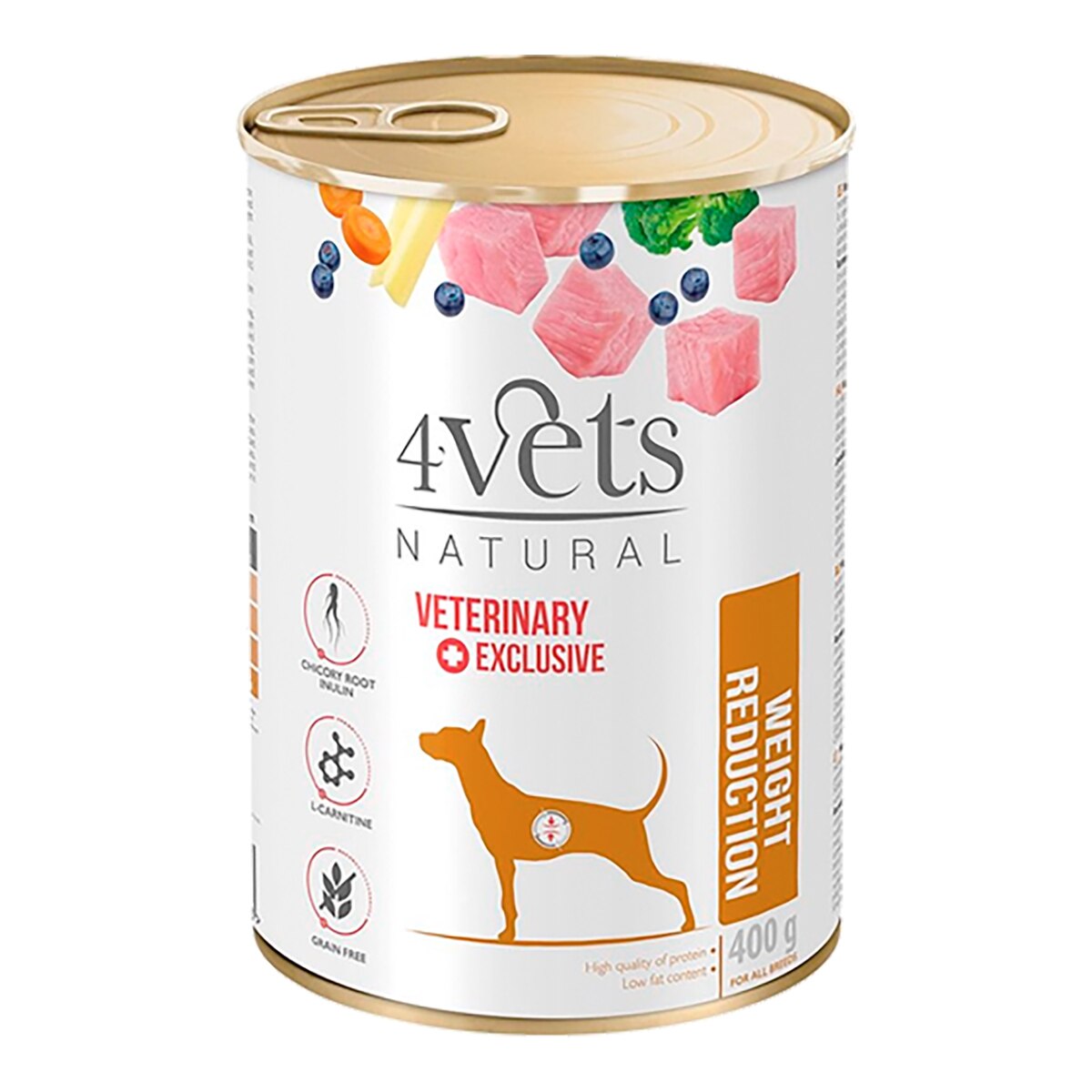 4Vets – Comida húmeda para perros adultos 4Vets Natural Weight Reduction Dietas Veterinarias pavo 400 g.