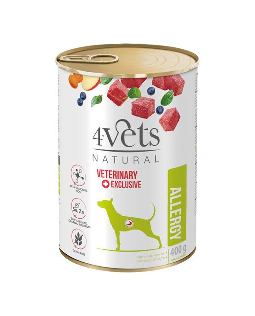 4Vets - Comida húmeda para perros adultos 4Vets Natural Allergy Dietas Veterinarias cordero 400 g